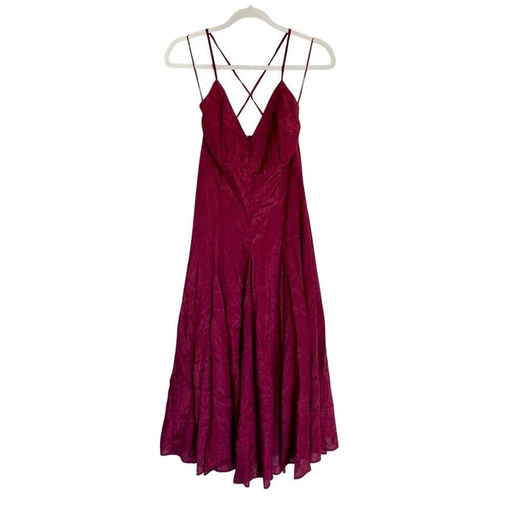 NWT Abercrombie & Fitch Plunge V-Neck Polka Dot Cross Back Romantic Midi Dress